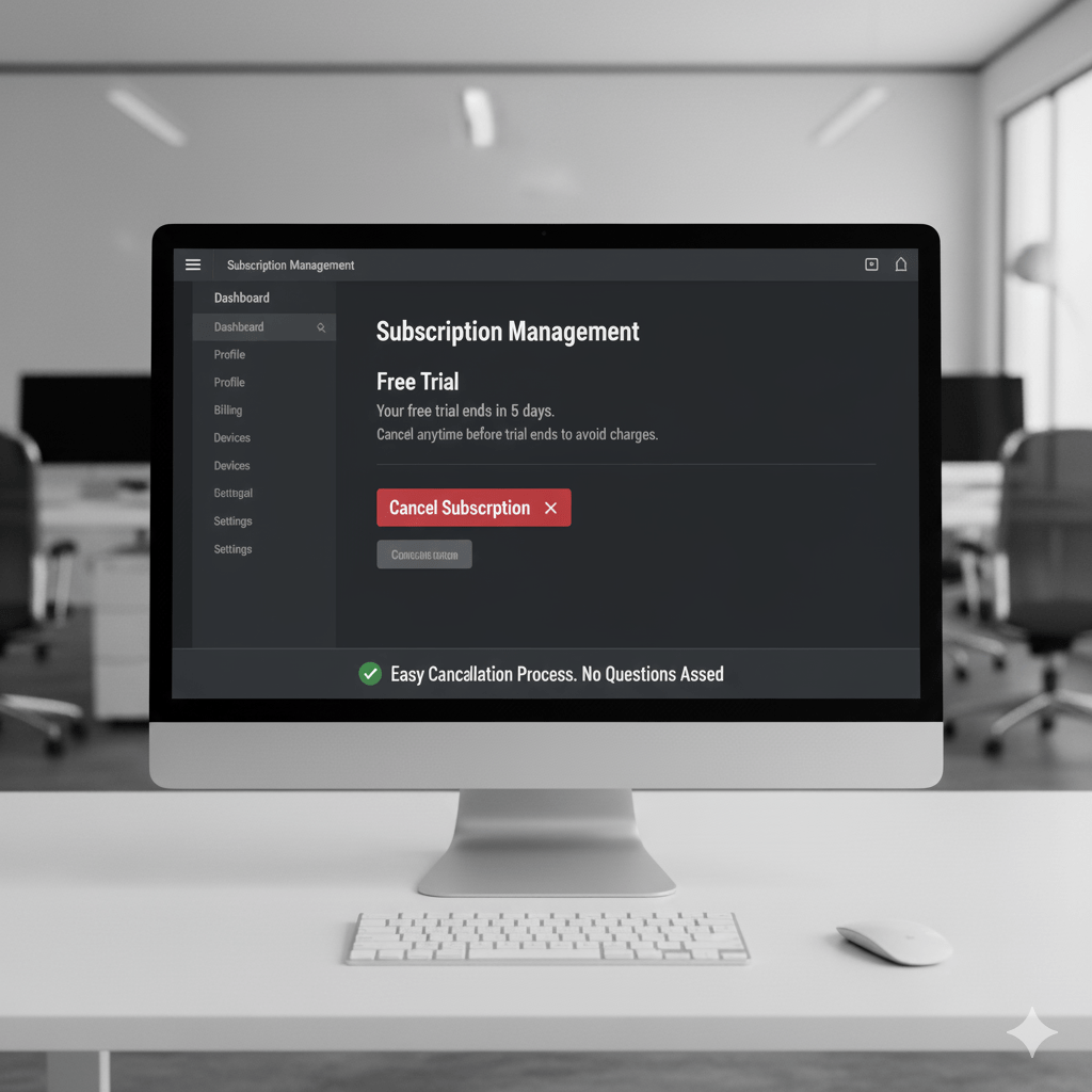 Easy cancellation process for IPTV free trial subscription