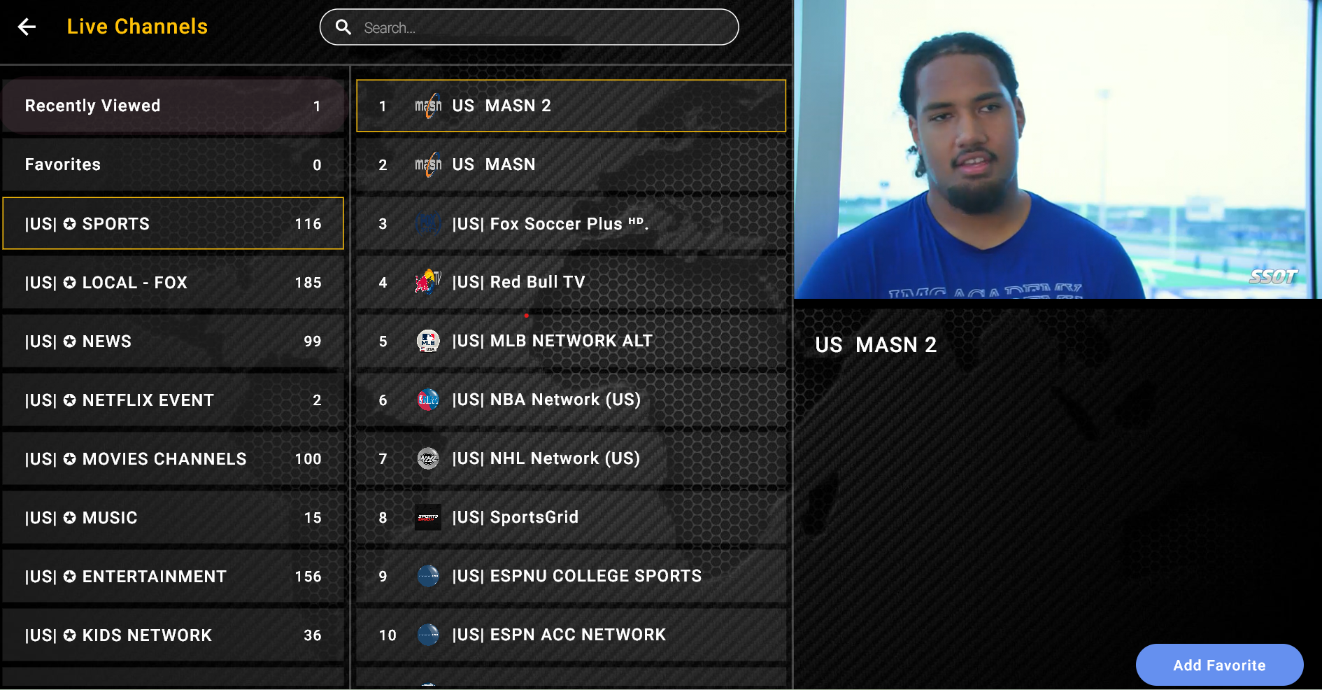 IPTVLive4K.store interface showing channel guide and 4K streams